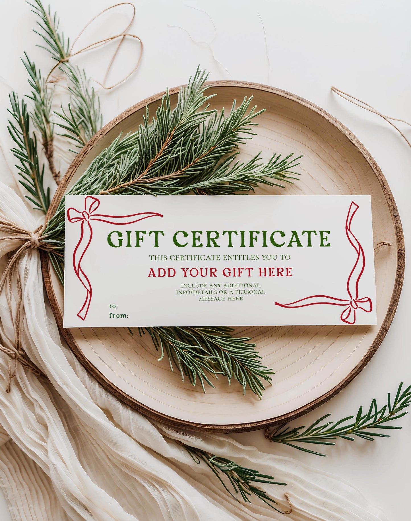 Editable Christmas Gift Certificate, Printable Gift Voucher, Custom Holiday Ticket, Coupon, Canva Template