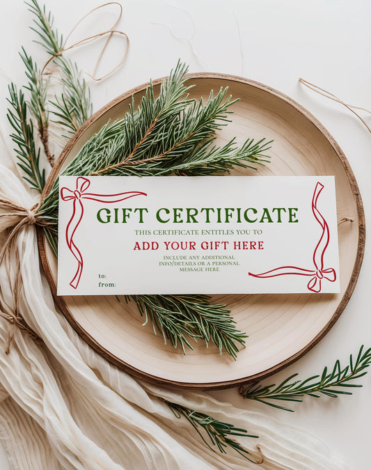 Editable Christmas Gift Certificate, Printable Gift Voucher, Custom Holiday Ticket, Coupon, Canva Template