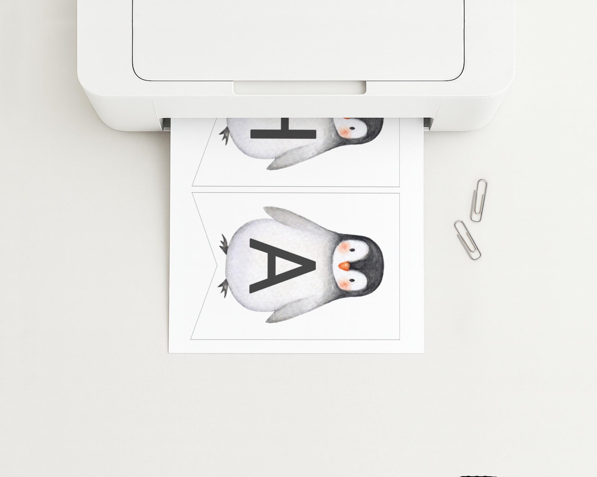 Penguin Birthday Banner - Editable Bunting, Winter Birthday or Baby Shower Decorations Printable - Template