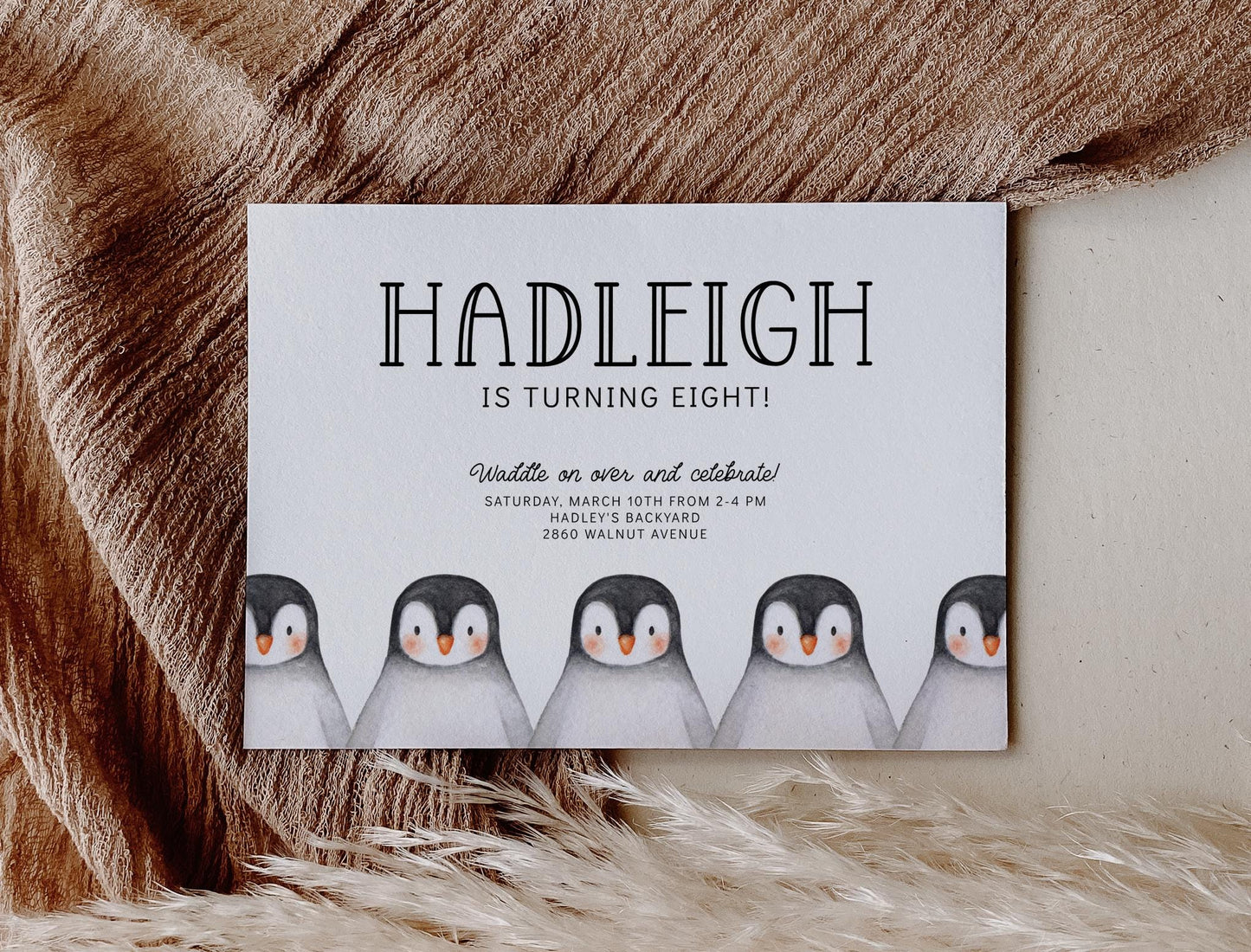 Penguin Birthday Banner - Editable Bunting, Winter Birthday or Baby Shower Decorations Printable - Template