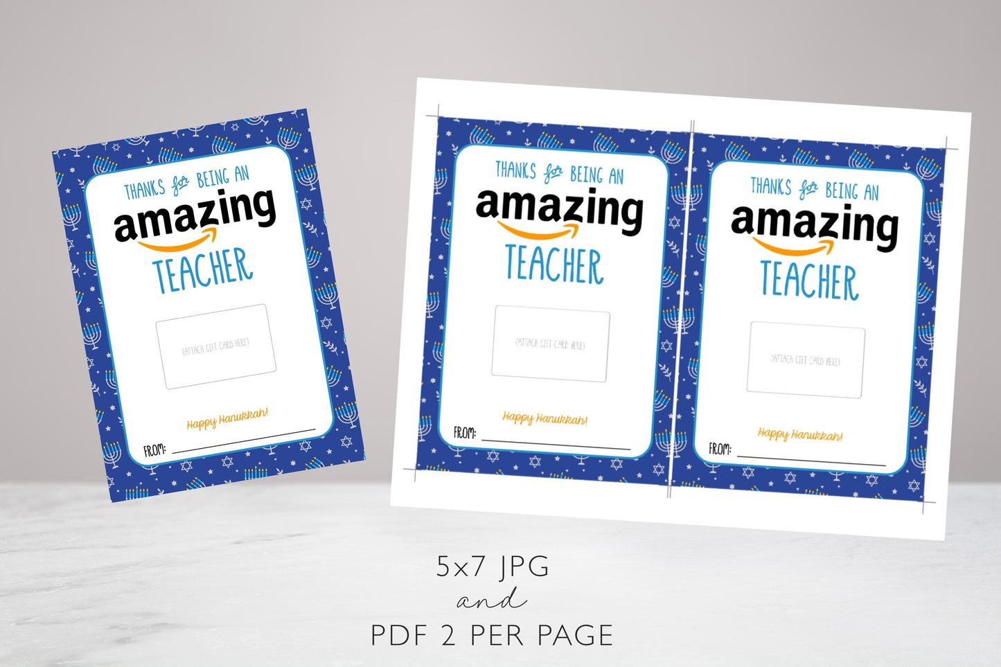 Hanukkah Gift Card Holder for Amazon Gift Card Holder - Amazing Teacher Present - INSTANT DOWNLOAD Printable File