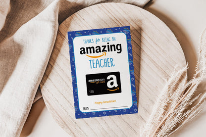 Hanukkah Gift Card Holder for Amazon Gift Card Holder - Amazing Teacher Present - INSTANT DOWNLOAD Printable File