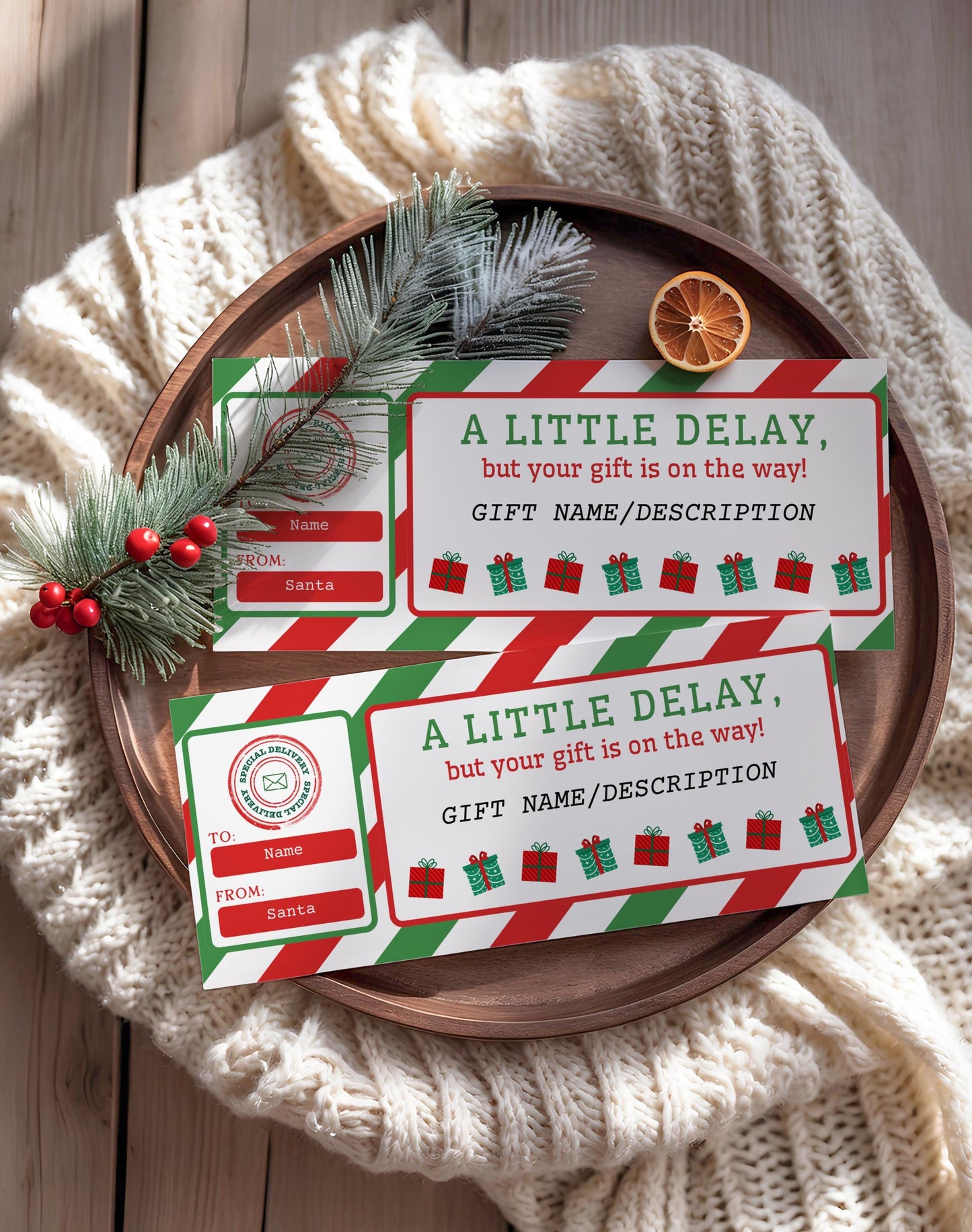 Christmas Gift Delay Certificate, Editable Canva Template, Printable Late Gift Note, Santa Message, Instant Download, Holiday Gift Voucher