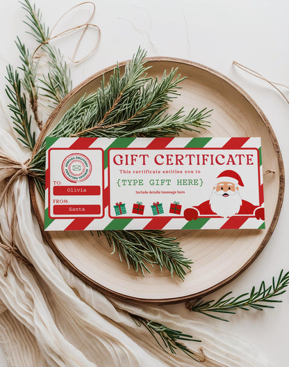 kids christmas gift certificate editable template for experience gifts or event vouchers