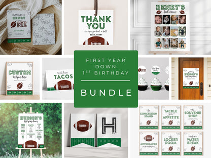 Football Party Table Numbers - First Year Down Birthday Party - Table Seating - EDITABLE Template - Printable