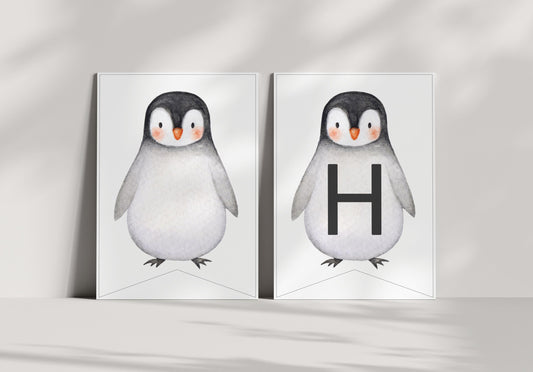 penguin bunting banner