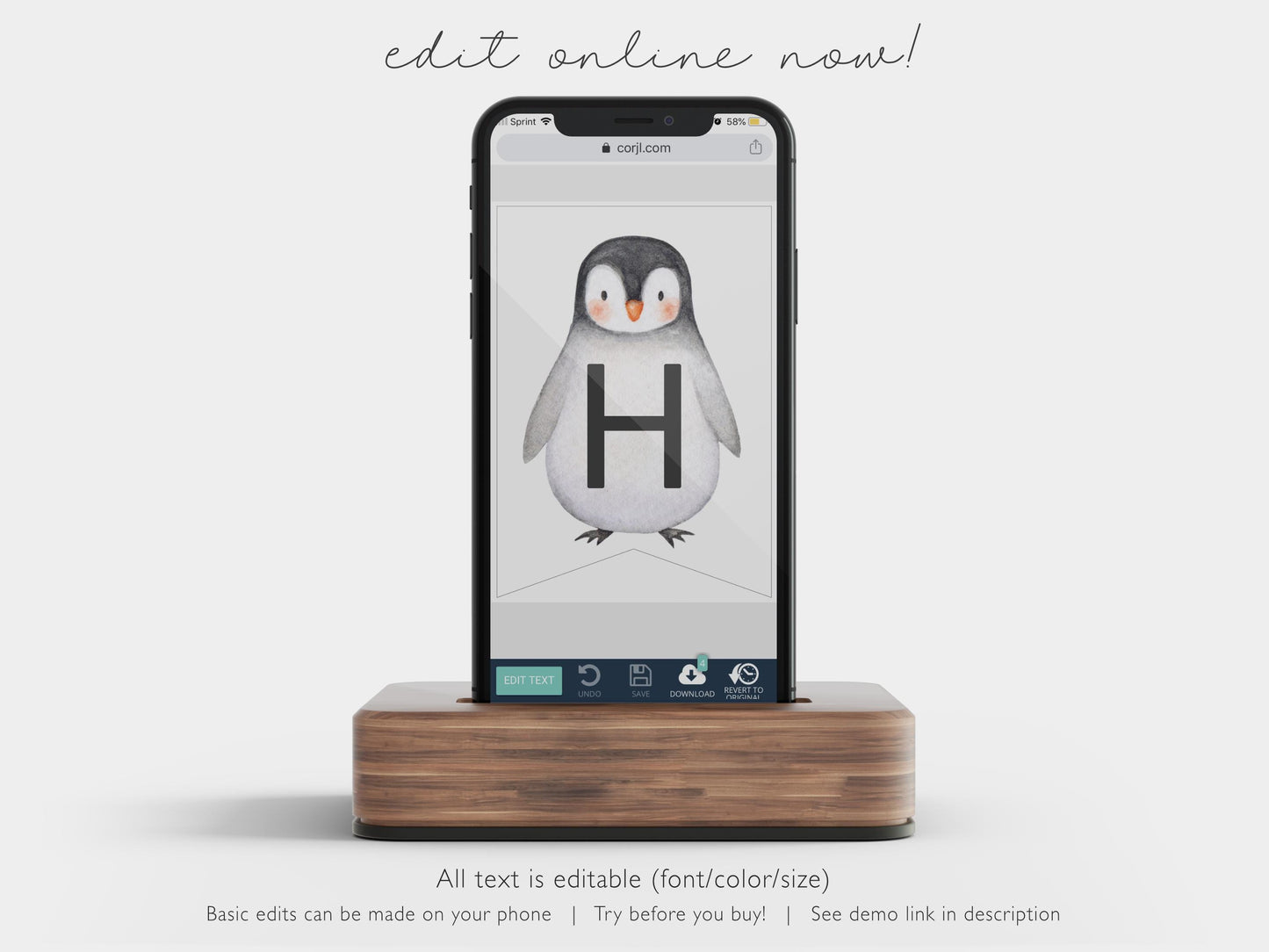 Penguin Birthday Banner - Editable Bunting, Winter Birthday or Baby Shower Decorations Printable - Template