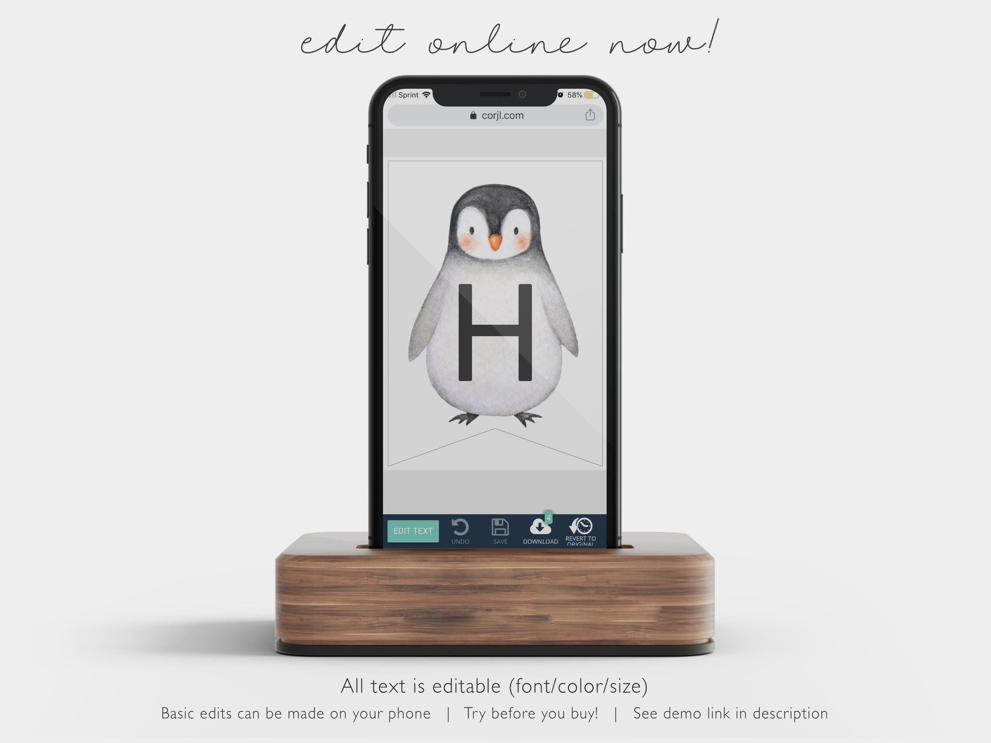 Penguin Birthday Banner - Editable Bunting, Winter Birthday or Baby Shower Decorations Printable - Template