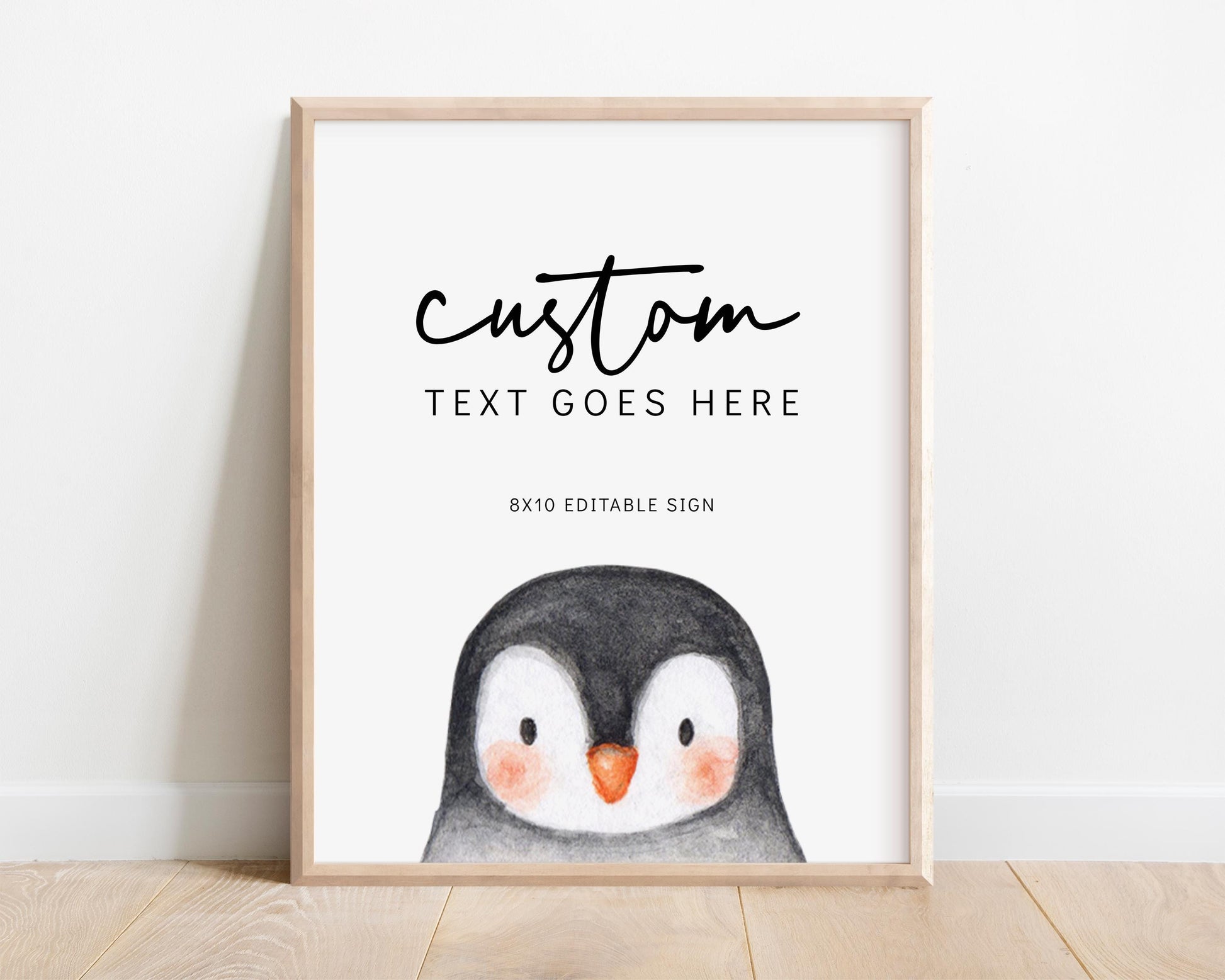Penguin Birthday Banner - Editable Bunting, Winter Birthday or Baby Shower Decorations Printable - Template