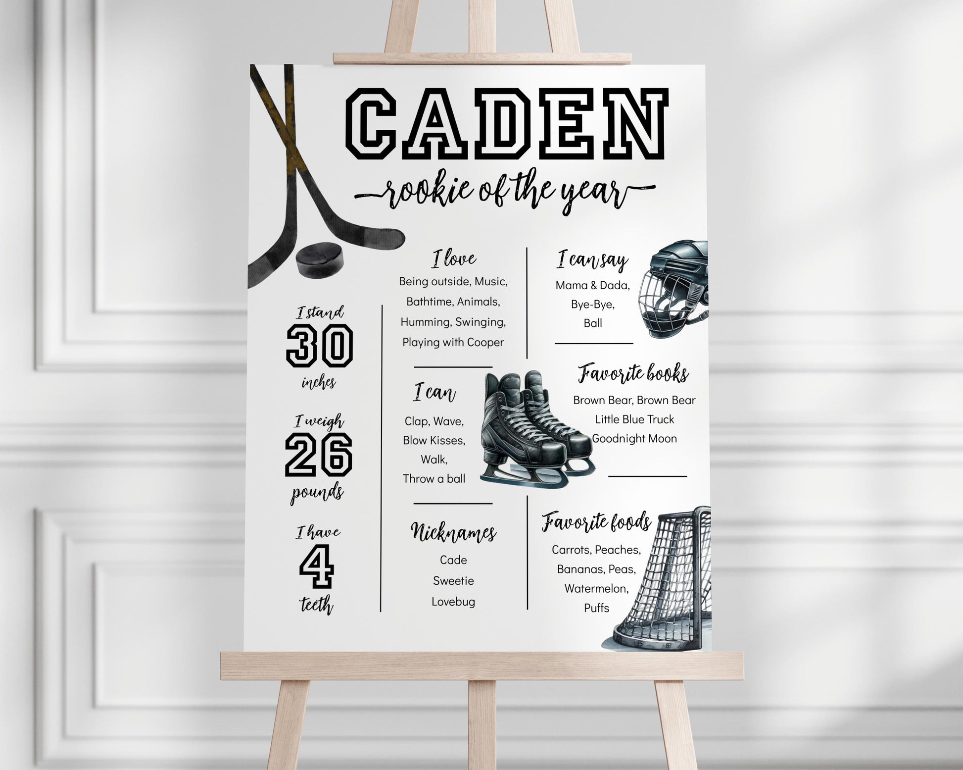 Hockey Concession Stand Sign Template, Editable Ice Hockey Birthday Food Menu, Snack Table, Corjl Instant Download 8x10