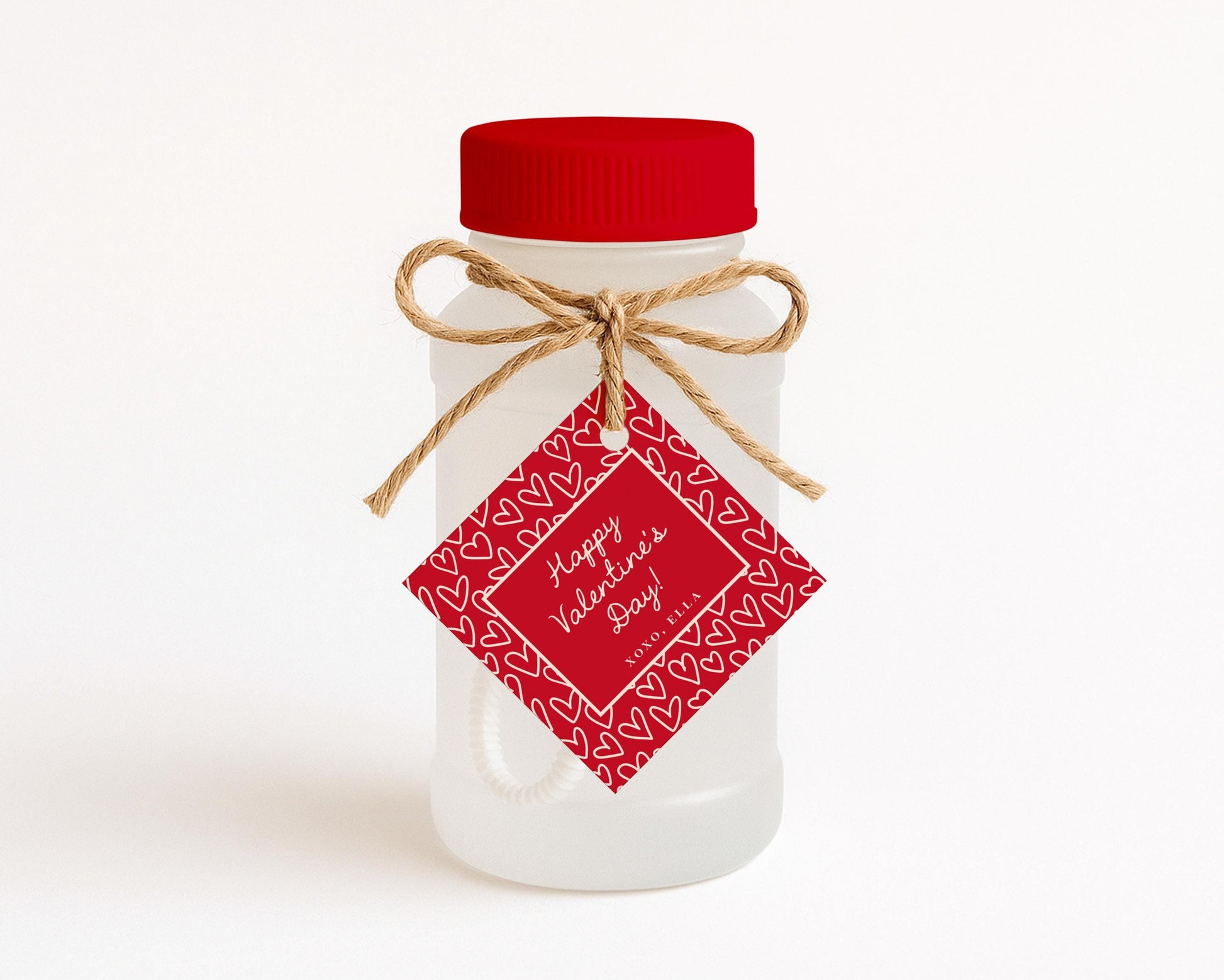 Valentine Card Tag Editable Template | Personalized Red Hearts Valentine Gift Printable