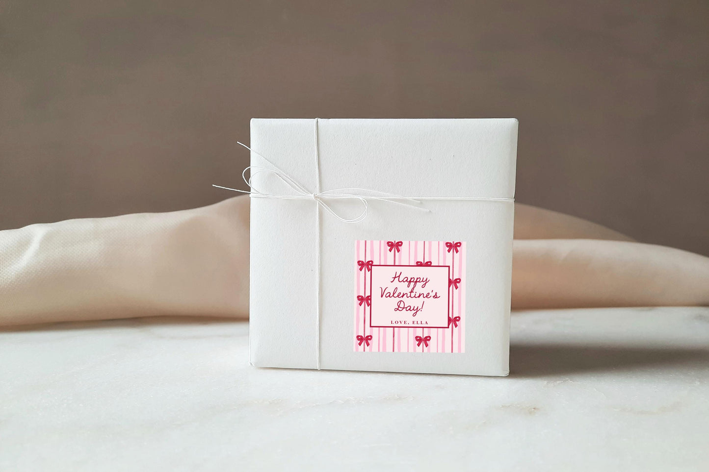 Coquette Bow Valentine Card Editable Template | Personalized Valentine Popcorn Bag Tag or Sticker Printable