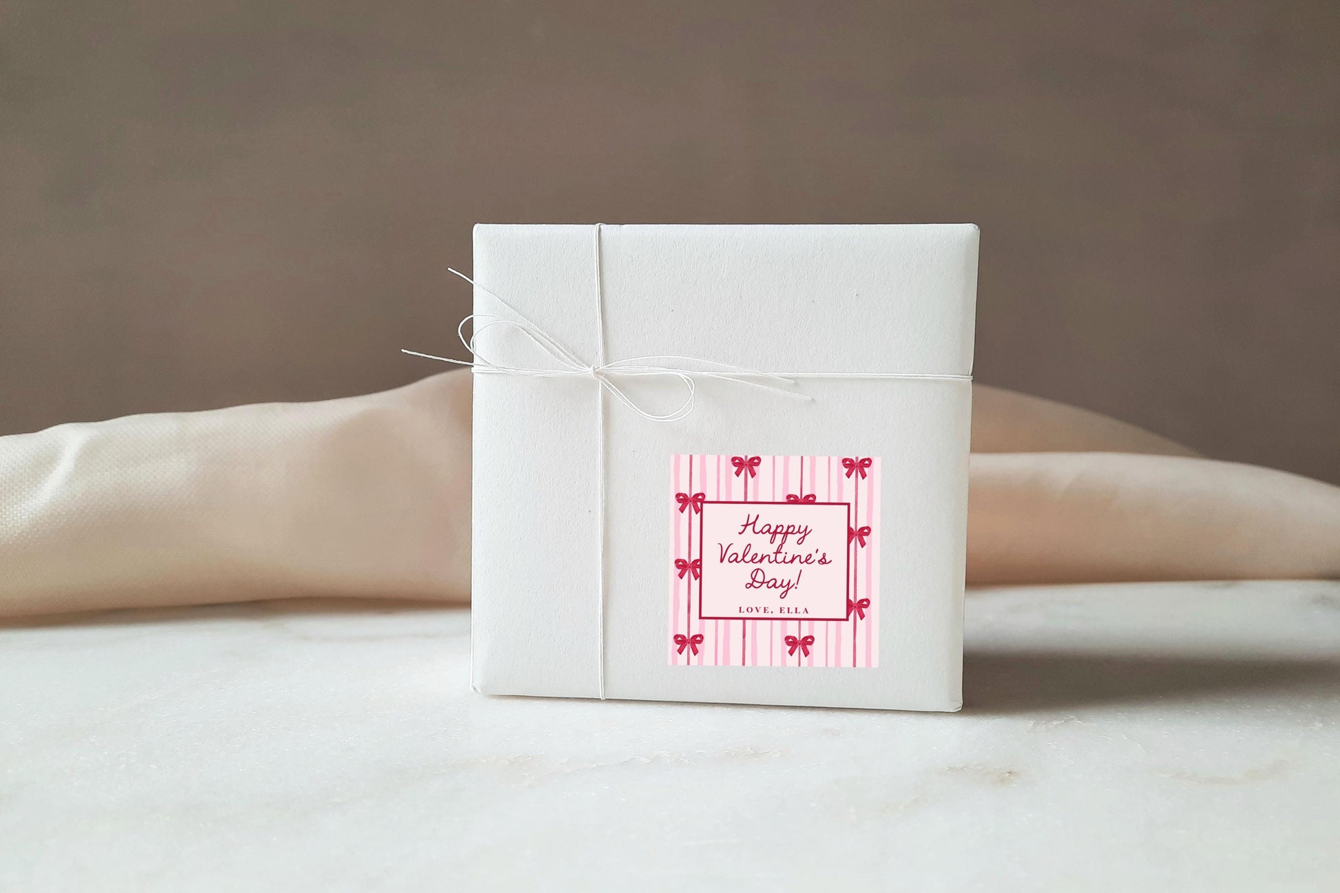 Coquette Bow Valentine Card Editable Template | Personalized Valentine Popcorn Bag Tag or Sticker Printable