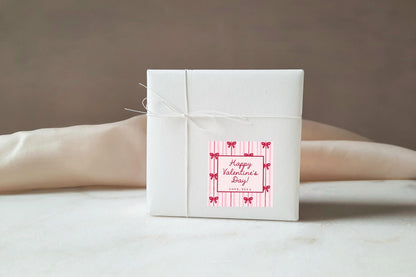 Coquette Bow Valentine Card Editable Template | Personalized Valentine Popcorn Bag Tag or Sticker Printable