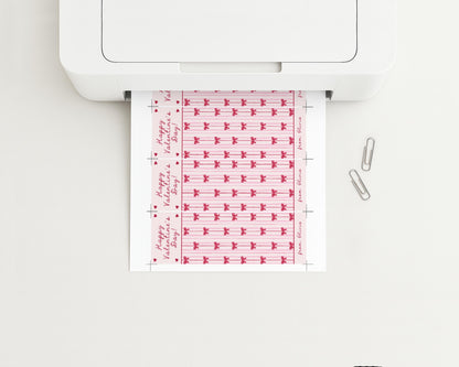 Bow Valentine Bookmark Printable, Coquette Classroom Valentines, Pink Bow Valentine Card, Editable Valentine Exchange for Girls