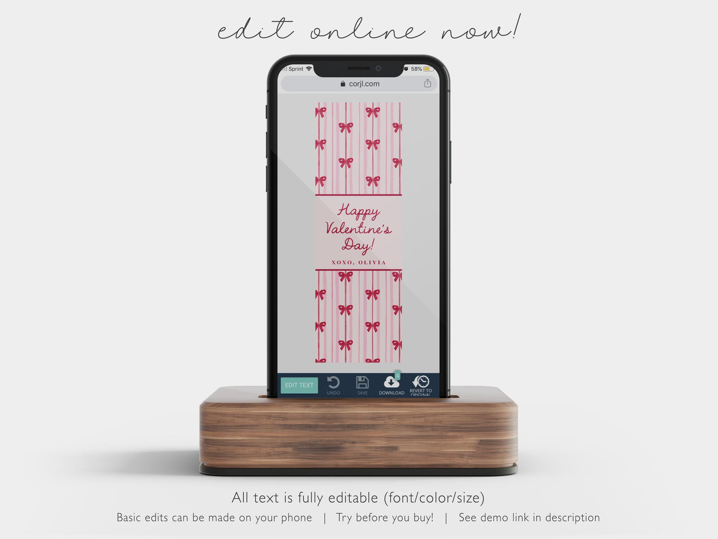 Bow Valentine Bookmark Printable, Coquette Classroom Valentines, Pink Bow Valentine Card, Editable Valentine Exchange for Girls