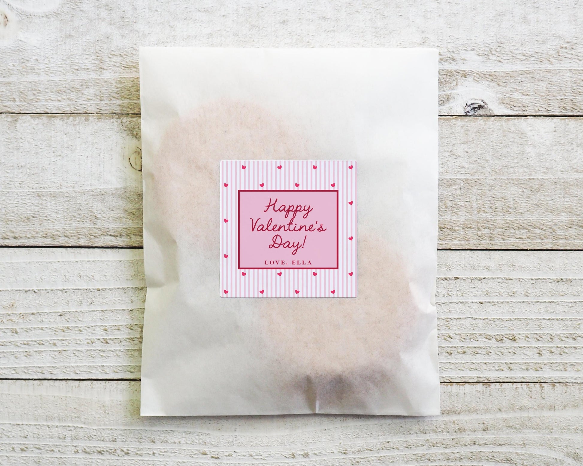 Valentine Pencil Tag Editable Template | Heart & Stripe Valentine Classroom Candy Bag Sticker