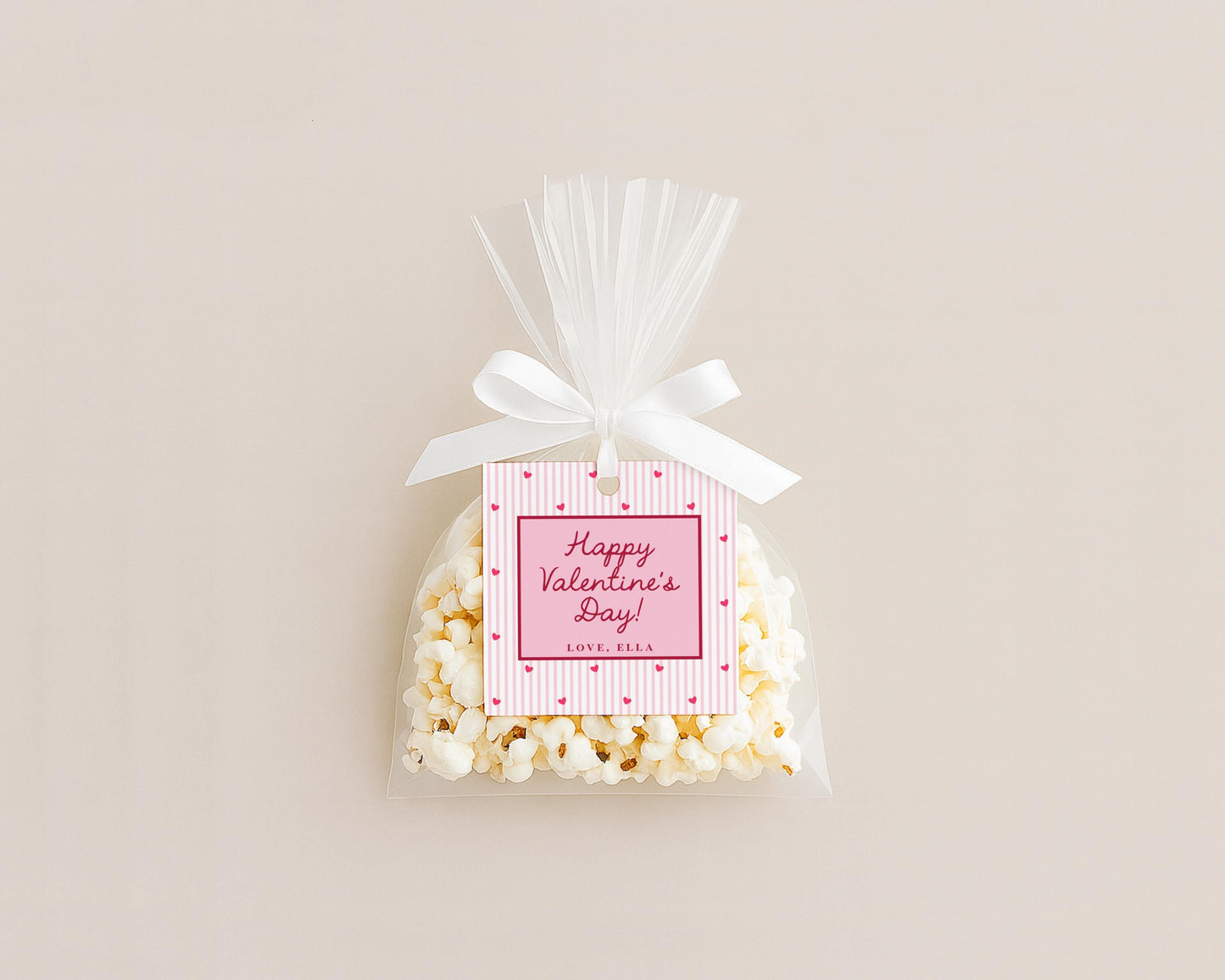 Valentine Tag Editable Template | Heart & Stripe Valentine Classroom Candy Bag Sticker | Pencil Valentine Square Tag from Girl