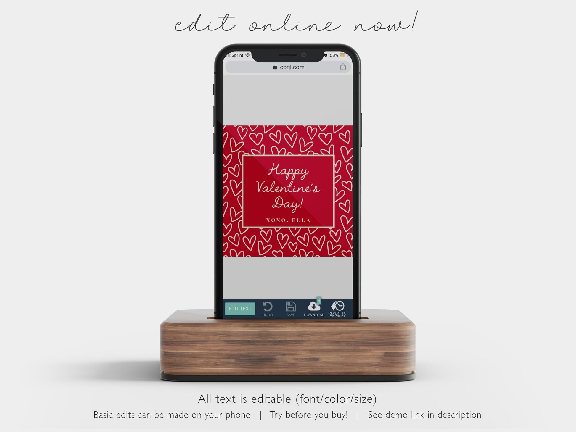 Valentine Card Tag Editable Template | Personalized Red Hearts Valentine Gift Printable