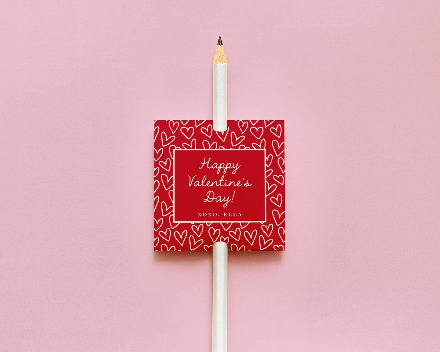 Valentine Card Tag Editable Template | Personalized Red Hearts Valentine Gift Printable