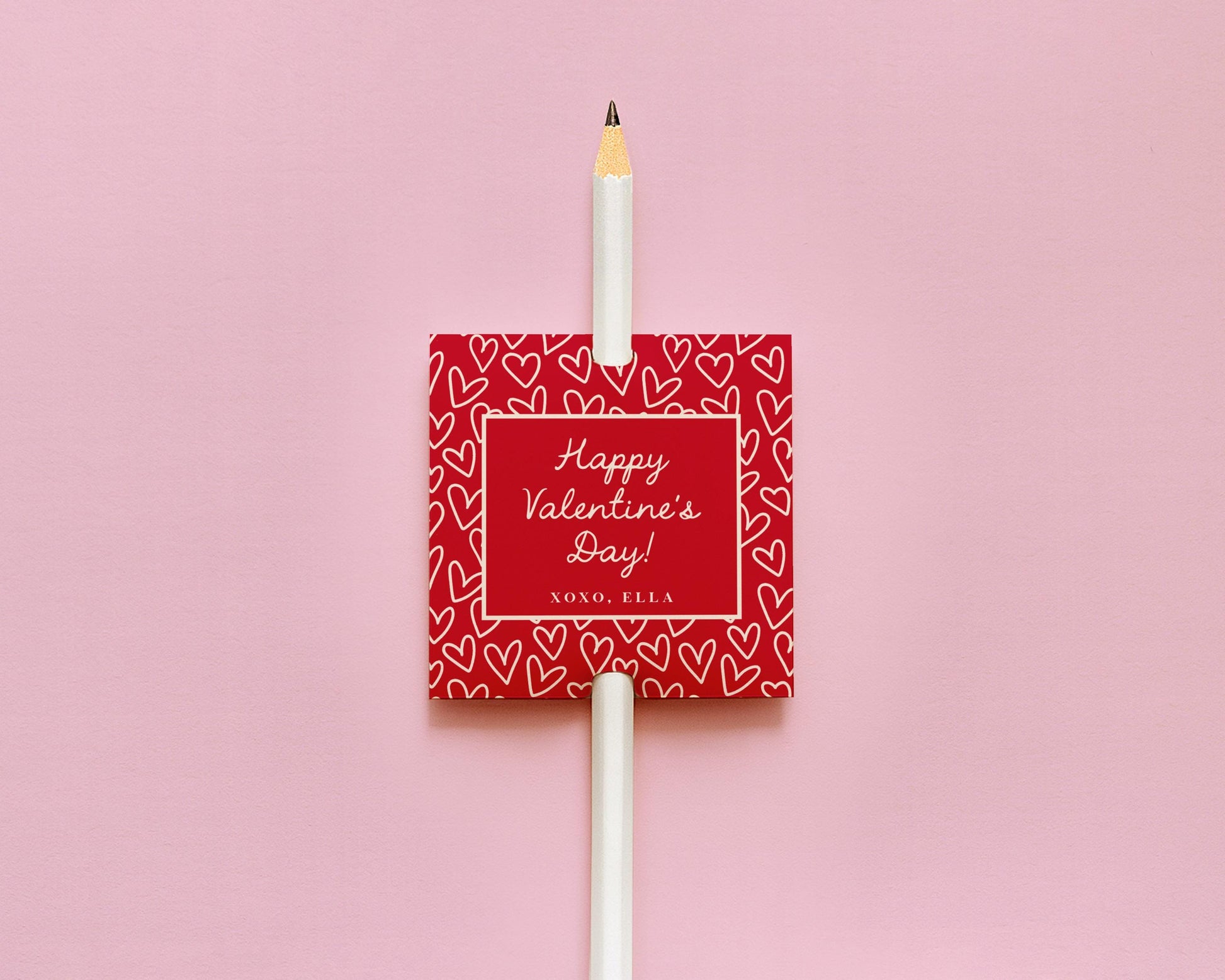 Valentine Card Tag Editable Template | Personalized Red Hearts Valentine Gift Printable