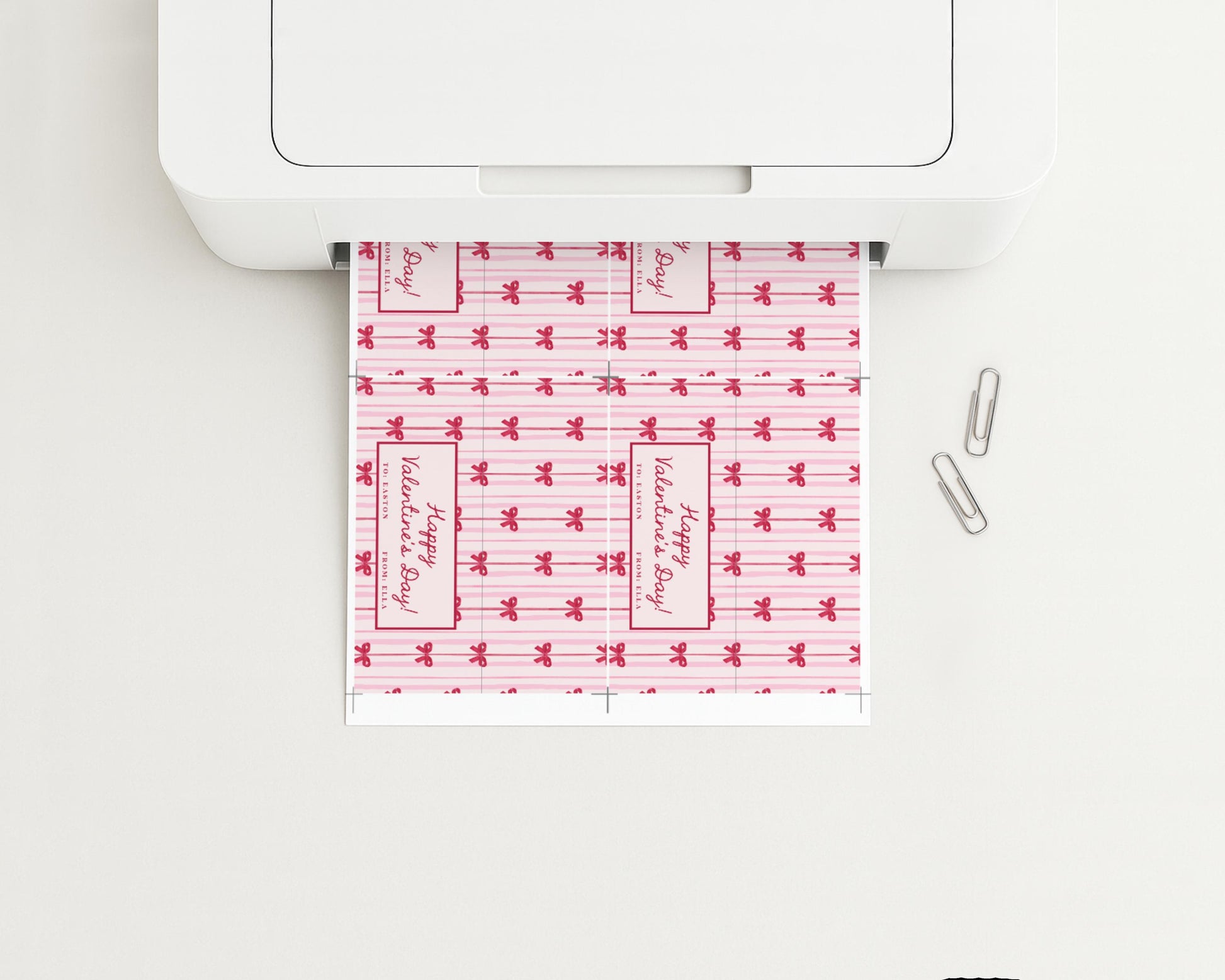 Bow Valentine Candy Bag Printable | Editable Template | Personalized Valentine Bag Topper