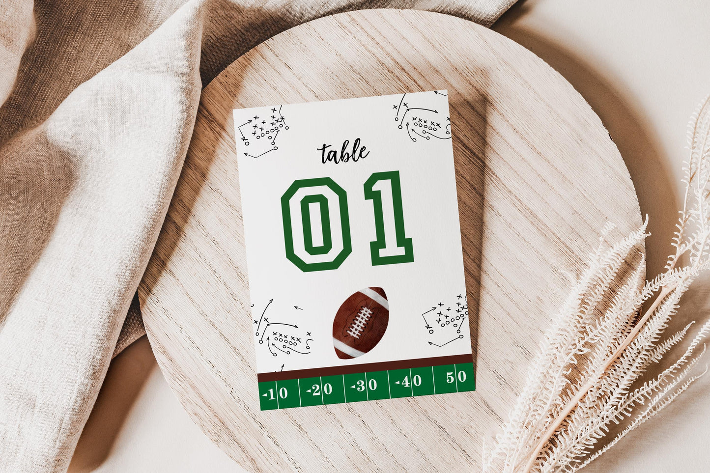 Football Party Table Numbers - First Year Down Birthday Party - Table Seating - EDITABLE Template - Printable