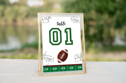Football Party Table Numbers - First Year Down Birthday Party - Table Seating - EDITABLE Template - Printable