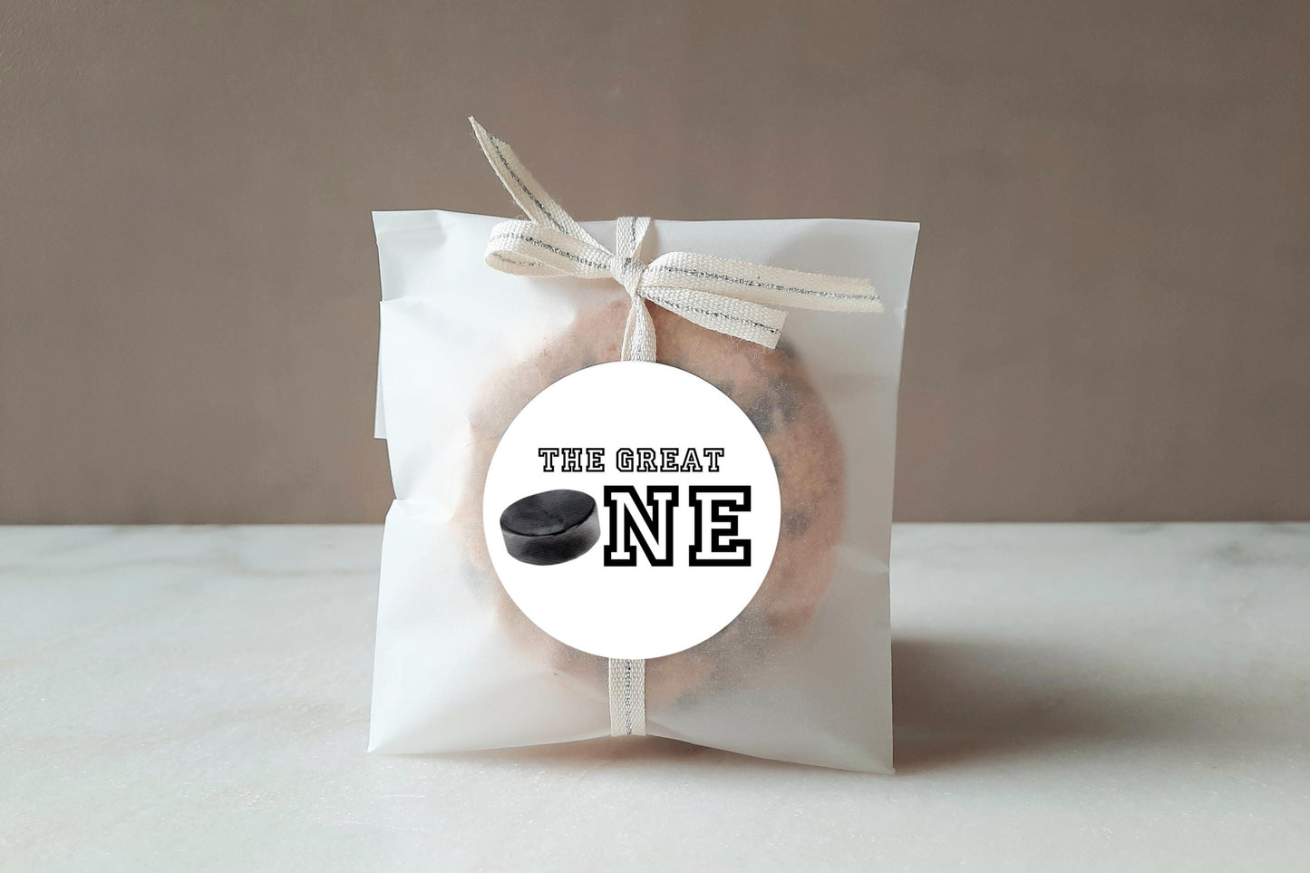Hockey Cupcake Topper | Boys 1st Birthday Hockey Party Editable Decor | Ice Hockey Sticker Template | The Great One Round Tag