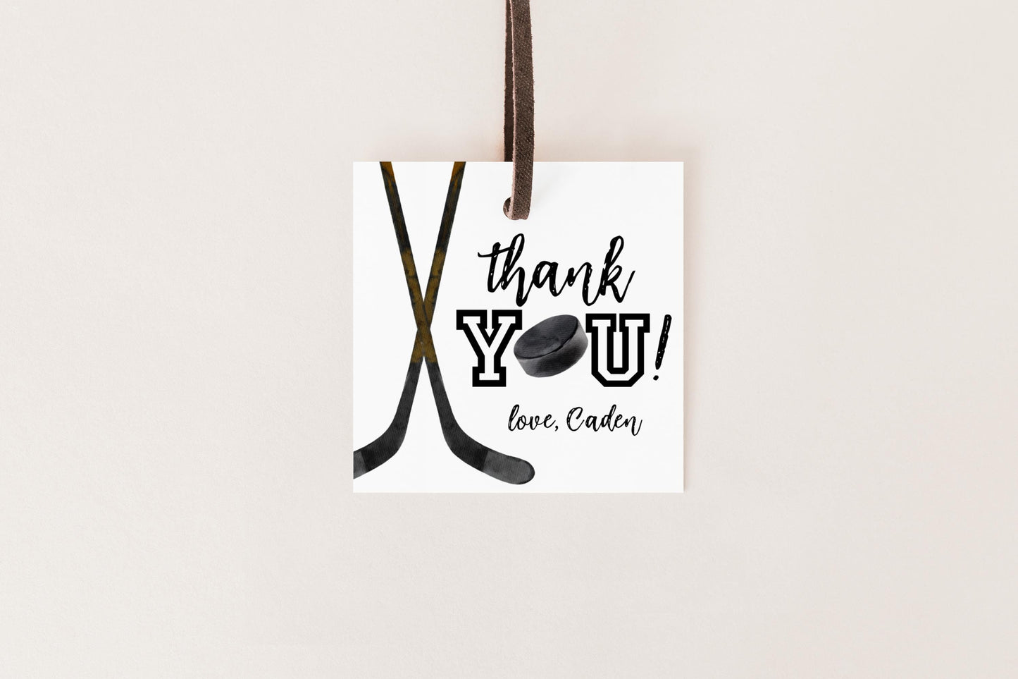 Hockey Party Favor Tag - The Great One Birthday - Square Thank You Tag - Label - EDITABLE Template