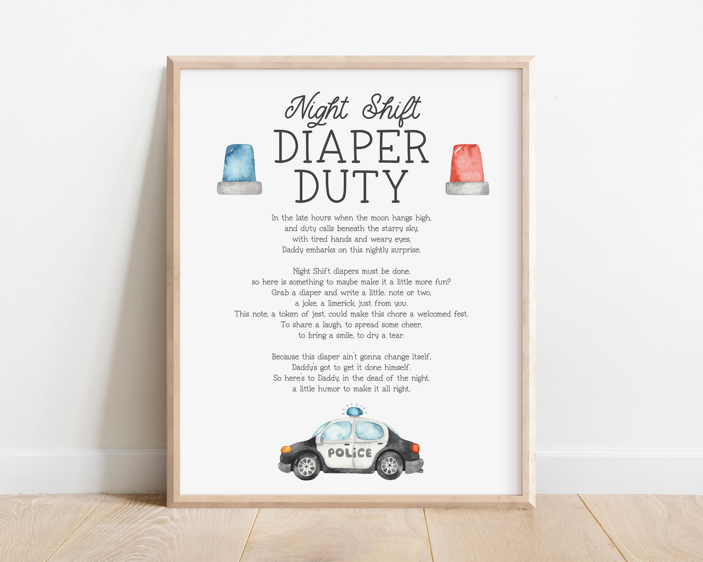 Police Baby Shower Invitation, Daddy's Backup, Couples Baby Sprinkle Invite, Editable Template