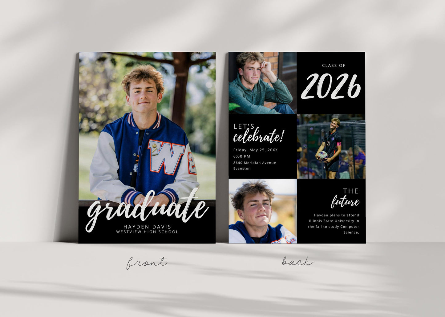 Graduation Party Invitation | Canva Template with Photos | Senior Announcement Card | Editable School Colors