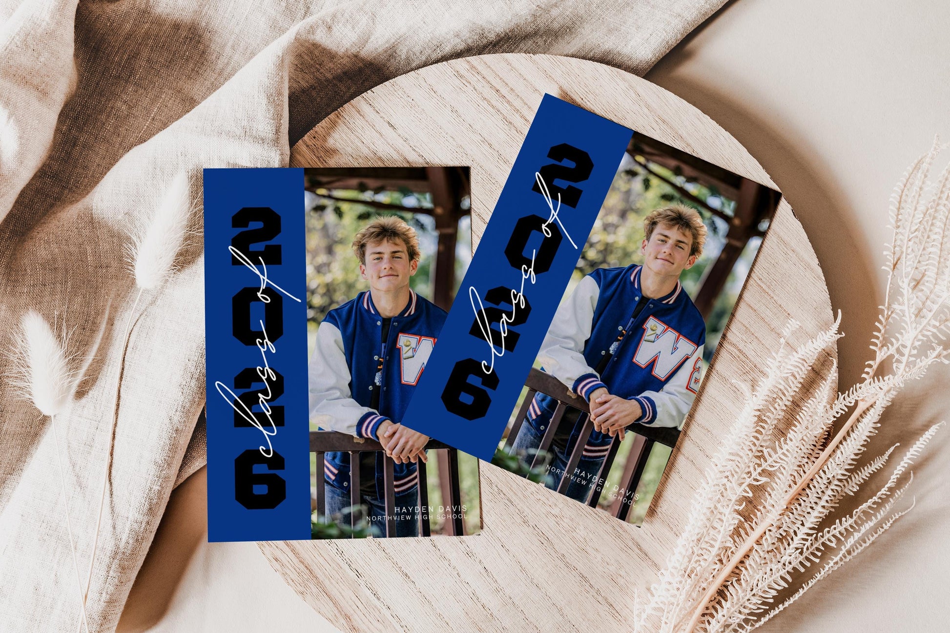 Masculine Graduation Party Invitation | Canva Template with Photos | Senior Announcement Card | Editable School Colors