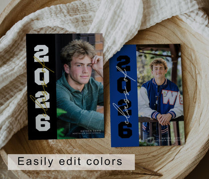 Graduation Party Invitation | Canva Template with Photos | Senior Announcement Card | Editable School Colors