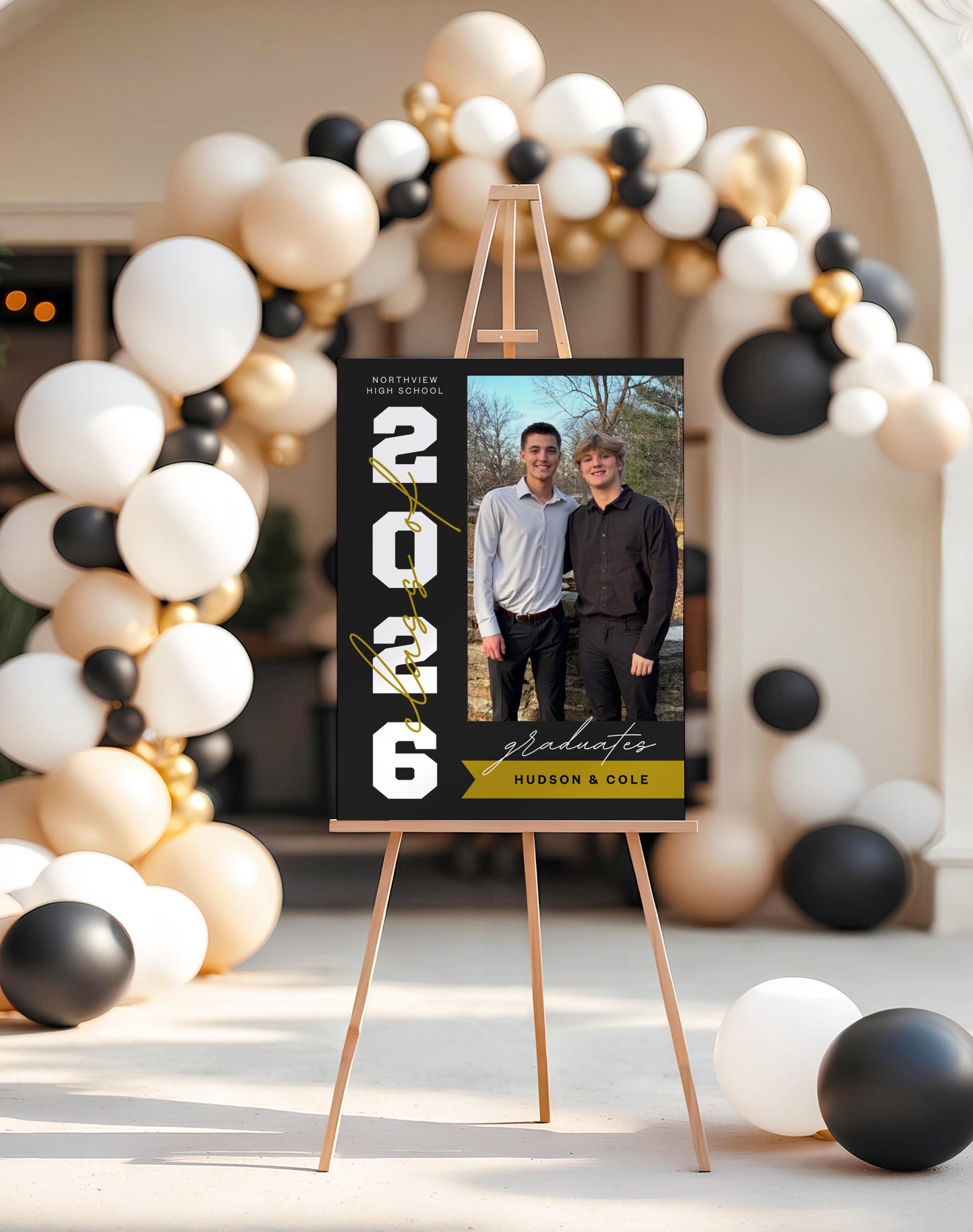 Graduation Party Welcome Sign, Canva Template, Grad Party Photo Sign, Single or Multiple Graduates, Editable Colors