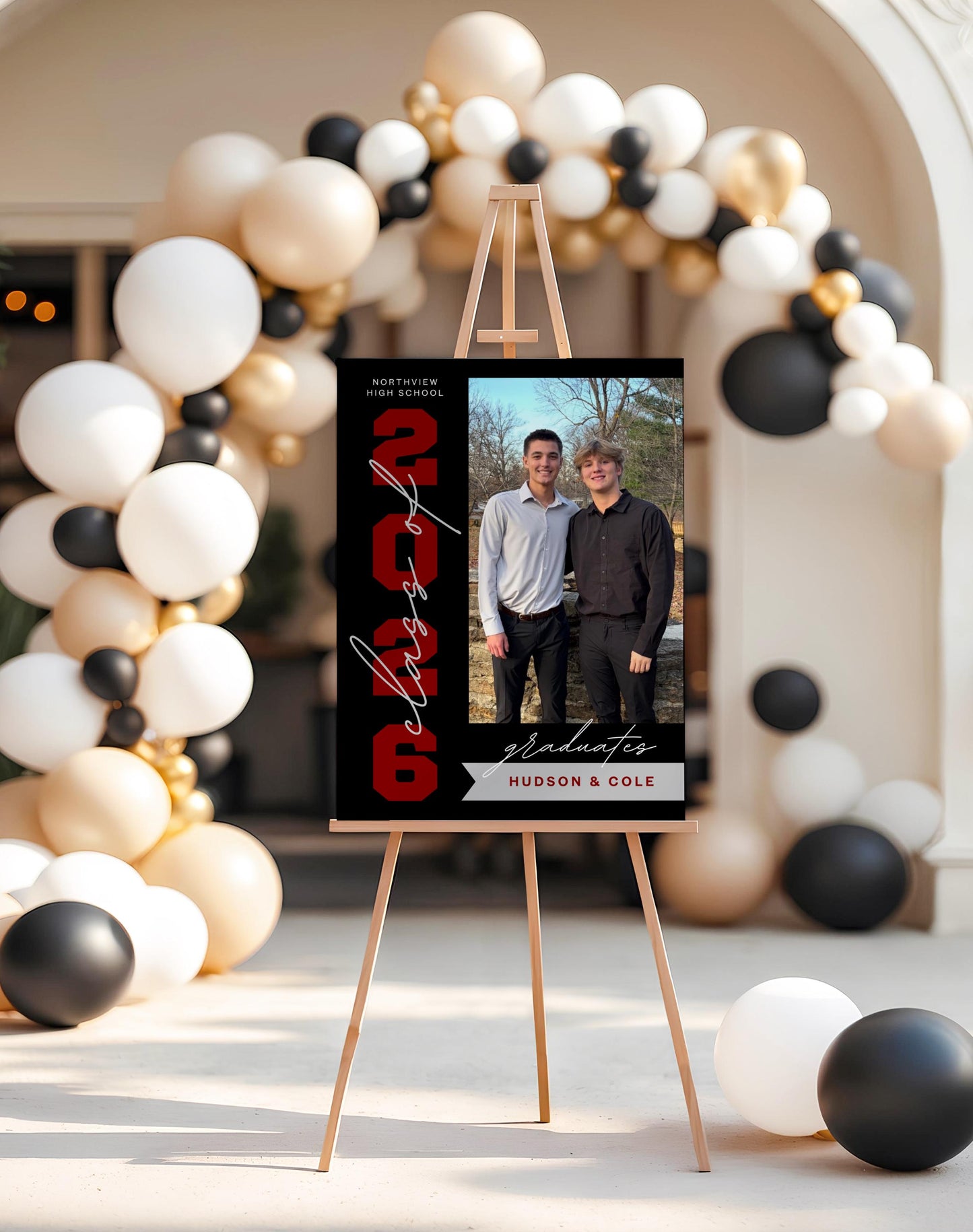 Graduation Party Welcome Sign, Canva Template, Grad Party Photo Sign, Single or Multiple Graduates, Editable Colors