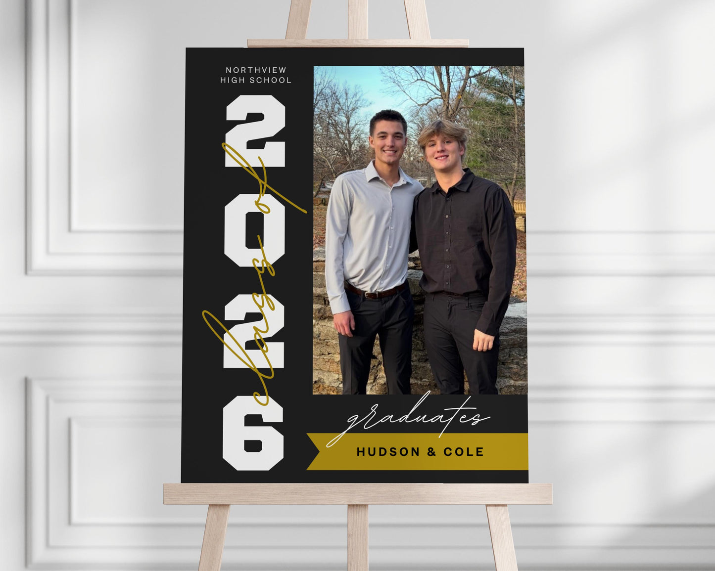 Graduation Party Welcome Sign, Canva Template, Grad Party Photo Sign, Single or Multiple Graduates, Editable Colors