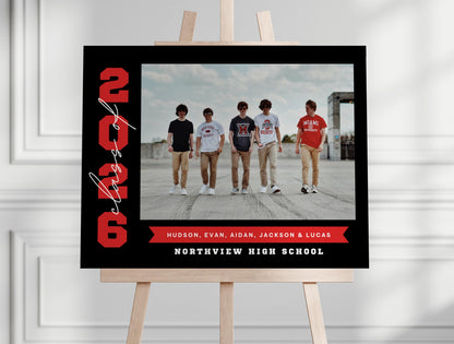 Joint Graduation Party Welcome Sign, Multiple Grad Party Photo Sign, Canva Template, Editable Colors