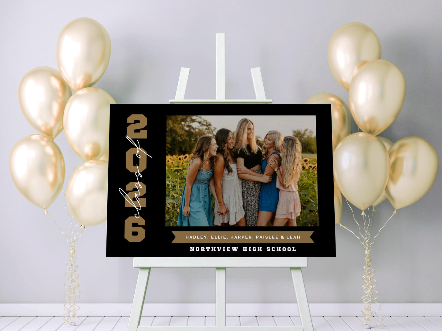 Joint Graduation Party Welcome Sign, Multiple Grad Party Photo Sign, Canva Template, Editable Colors
