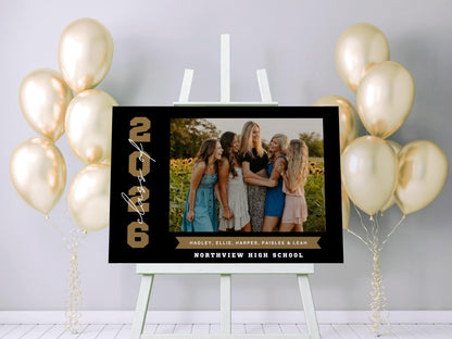 Joint Graduation Party Welcome Sign, Multiple Grad Party Photo Sign, Canva Template, Editable Colors
