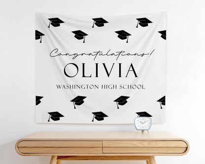 Graduation Party Backdrop | Personalized Congrats Banner | Grad Party Sign Decor