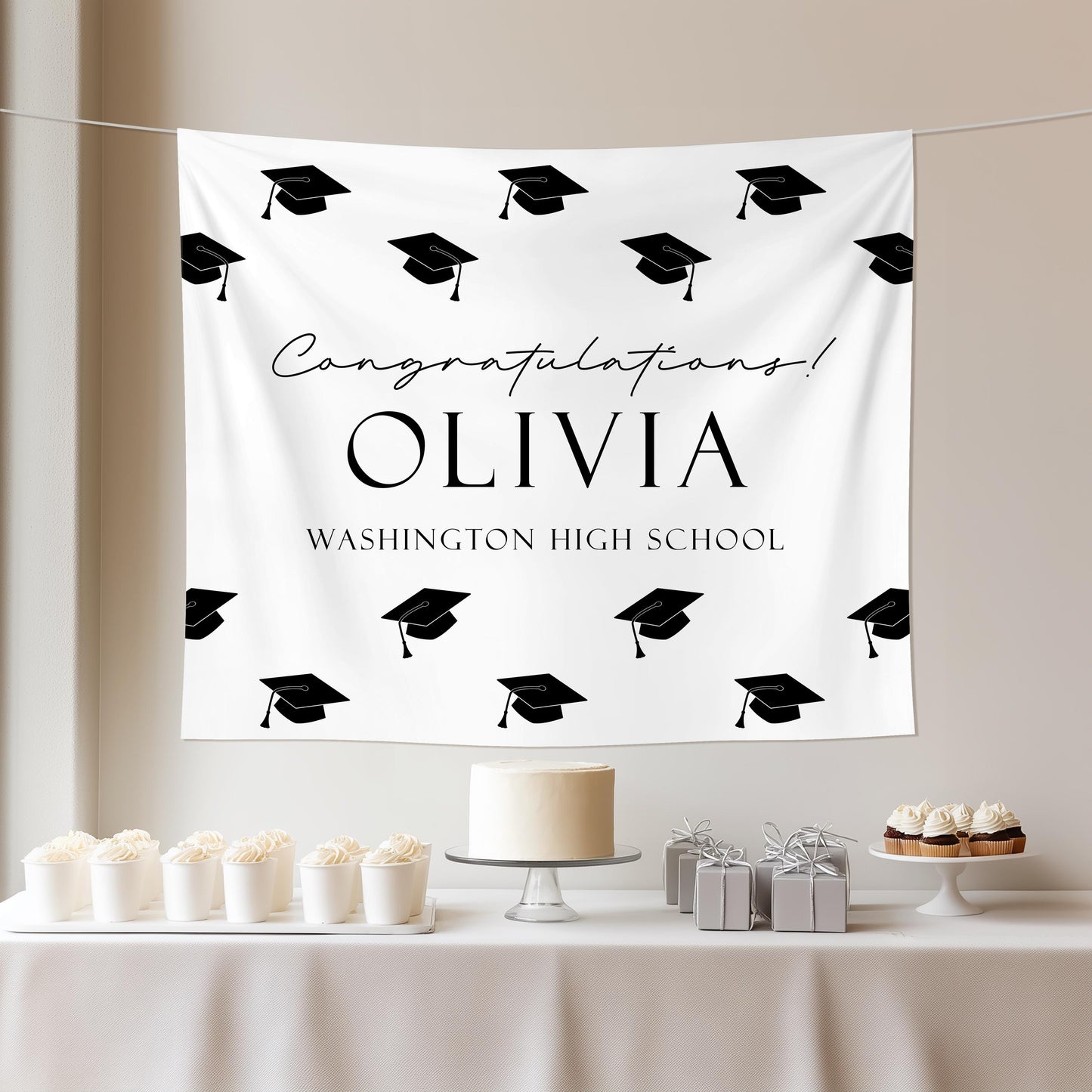 Graduation Party Backdrop | Personalized Congrats Banner | Grad Party Sign Decor