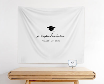 Modern Graduation Party Backdrop | Minimalist Personalized Banner | Grad Party Sign Decor