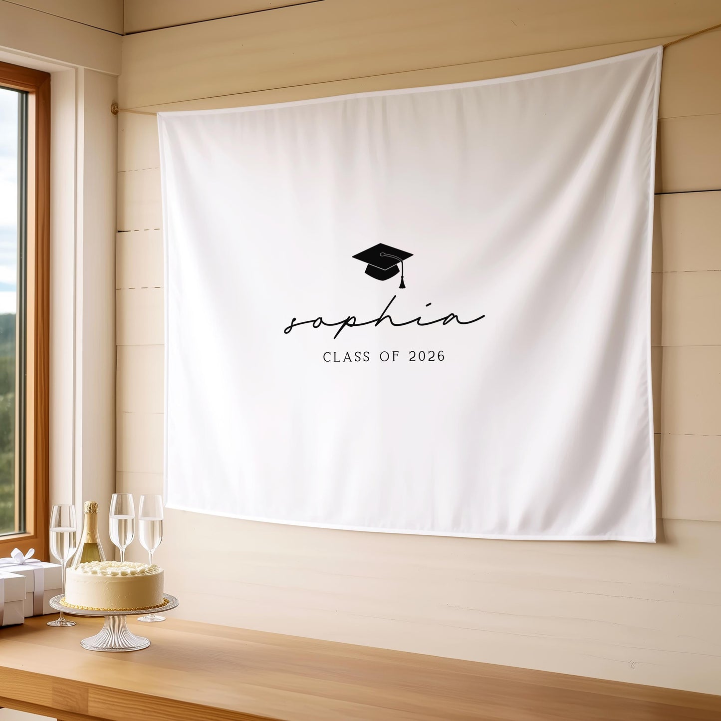 Modern Graduation Party Backdrop | Minimalist Personalized Banner | Grad Party Sign Decor