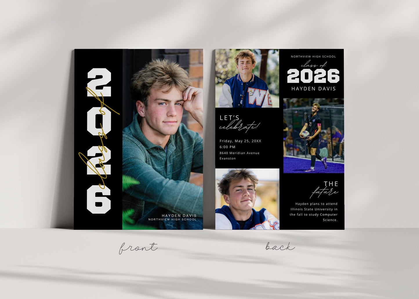 Graduation Party Invitation | Canva Template with Photos | Senior Announcement Card | Editable School Colors