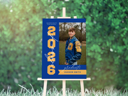 Graduation Party Welcome Sign, Canva Template, Grad Party Photo Sign, Single or Multiple Graduates, Editable Colors