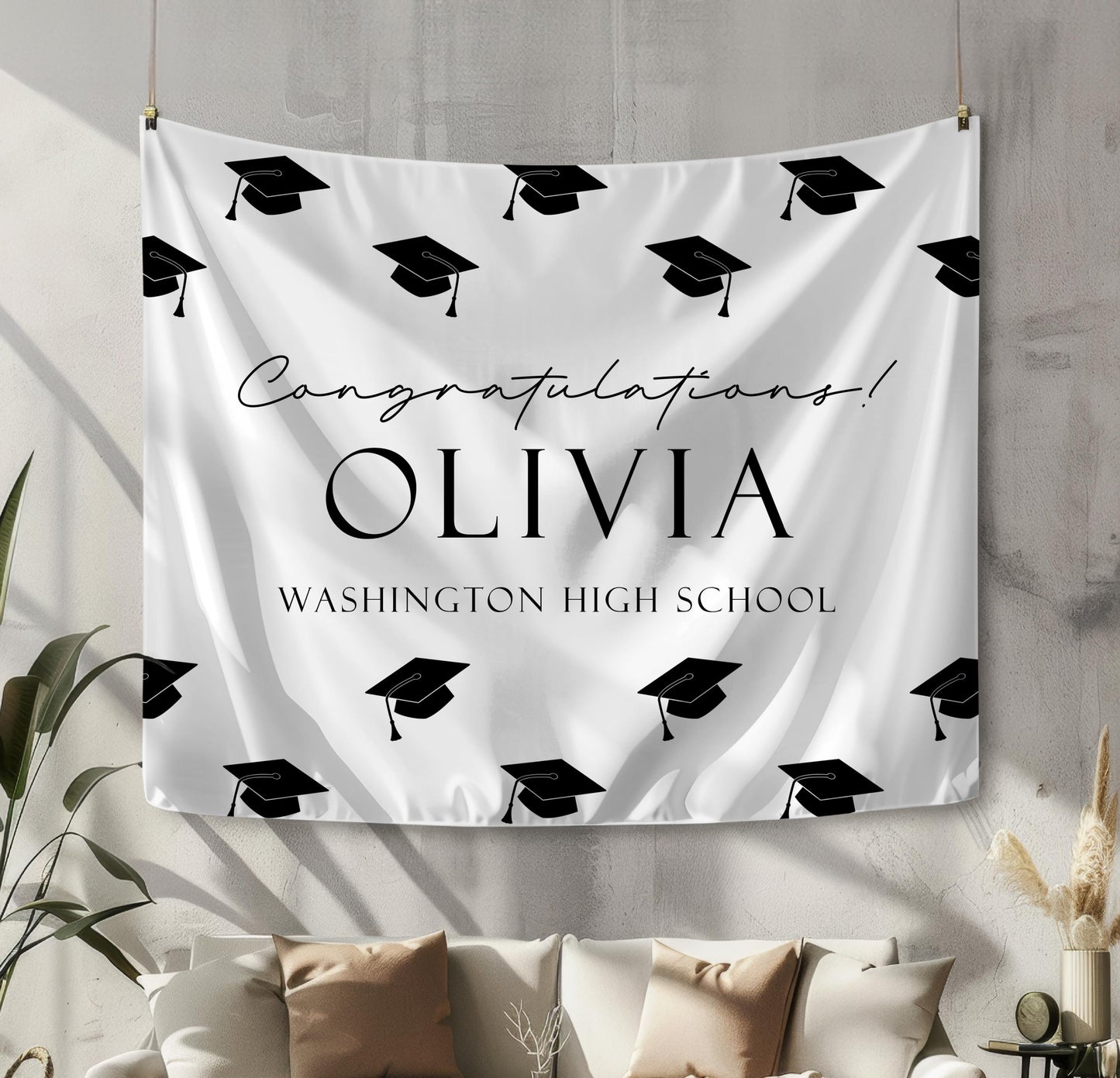Graduation Party Backdrop | Personalized Congrats Banner | Grad Party Sign Decor