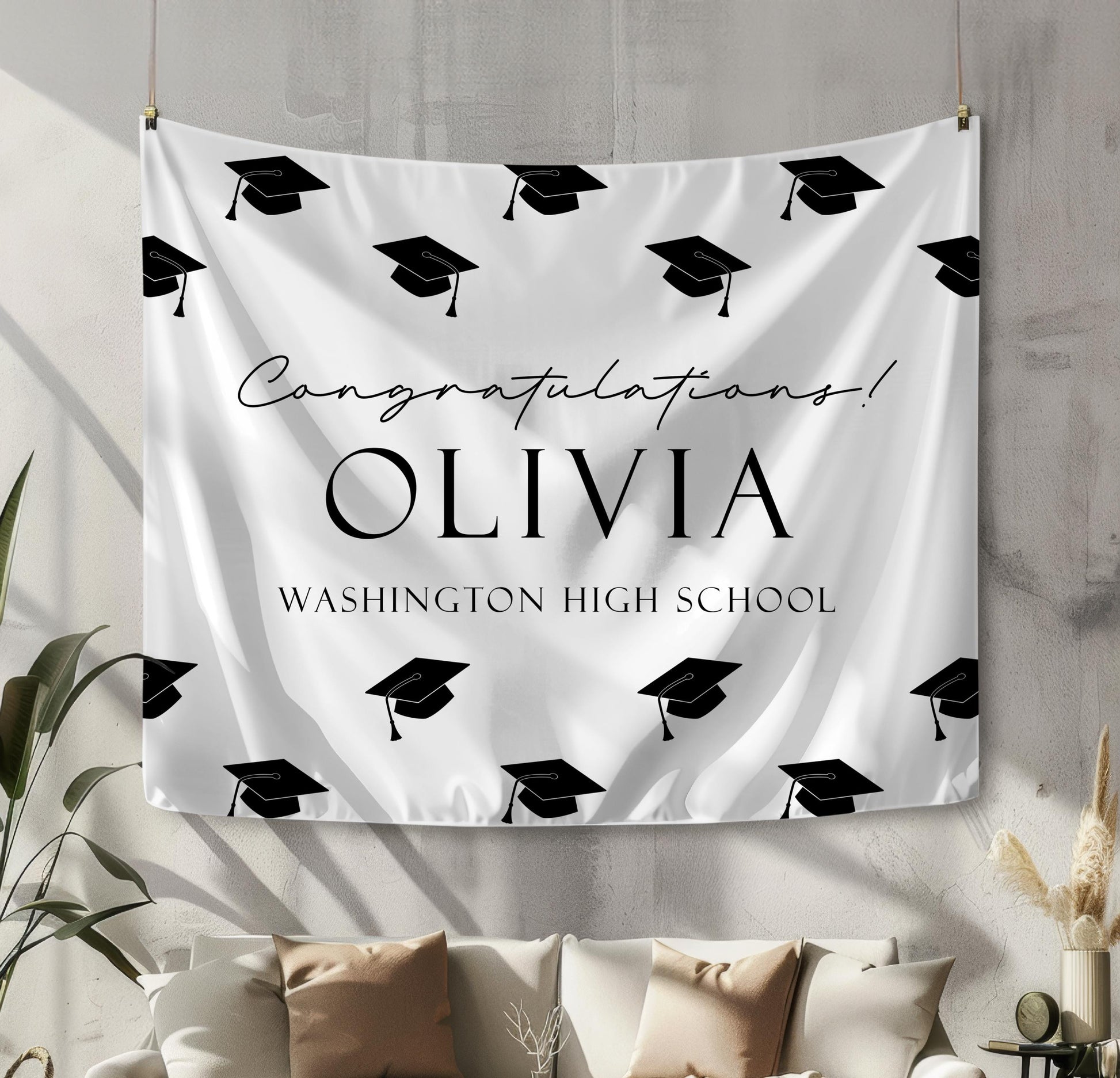 Graduation Party Backdrop | Personalized Congrats Banner | Grad Party Sign Decor
