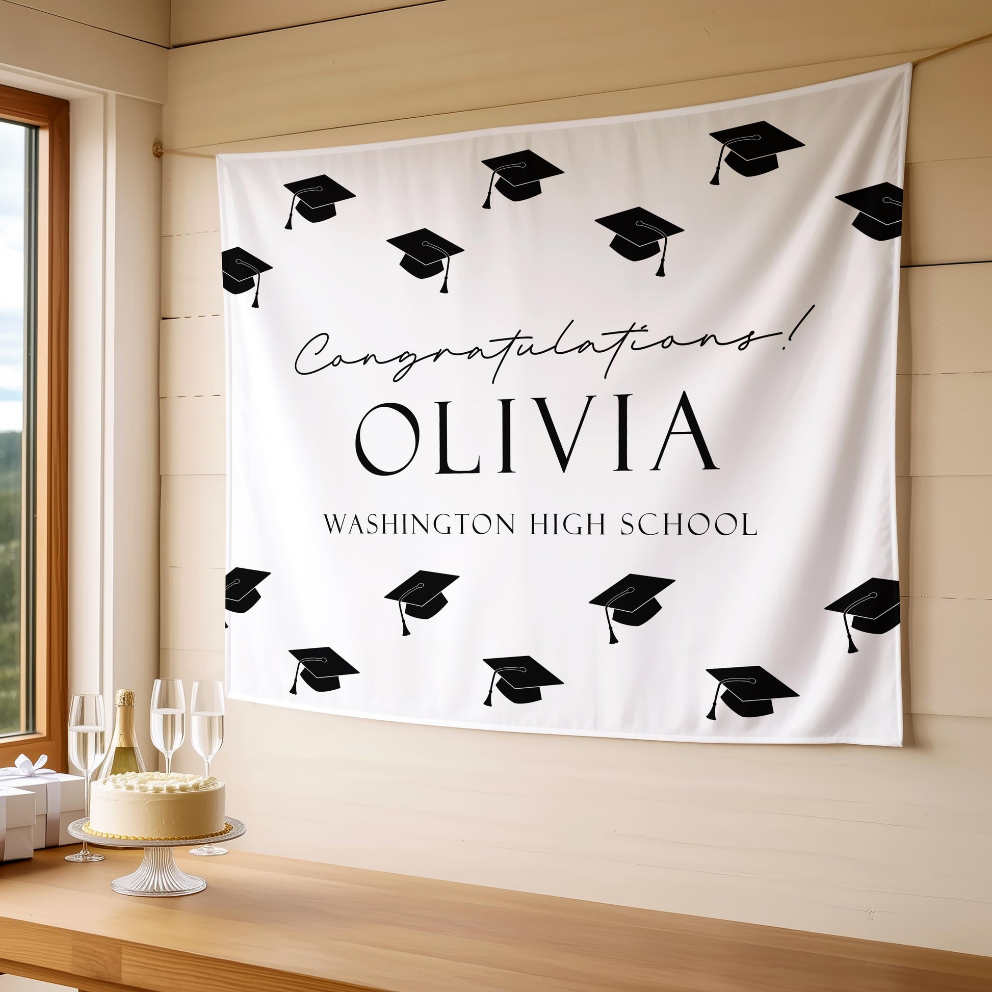 Graduation Party Backdrop | Personalized Congrats Banner | Grad Party Sign Decor