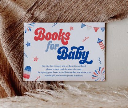 Red White and Due Invitation Bundle, 4th of July Baby Shower Invitation Suite, Diaper Raffle and Books for Baby Insert, Digital Phone Evite